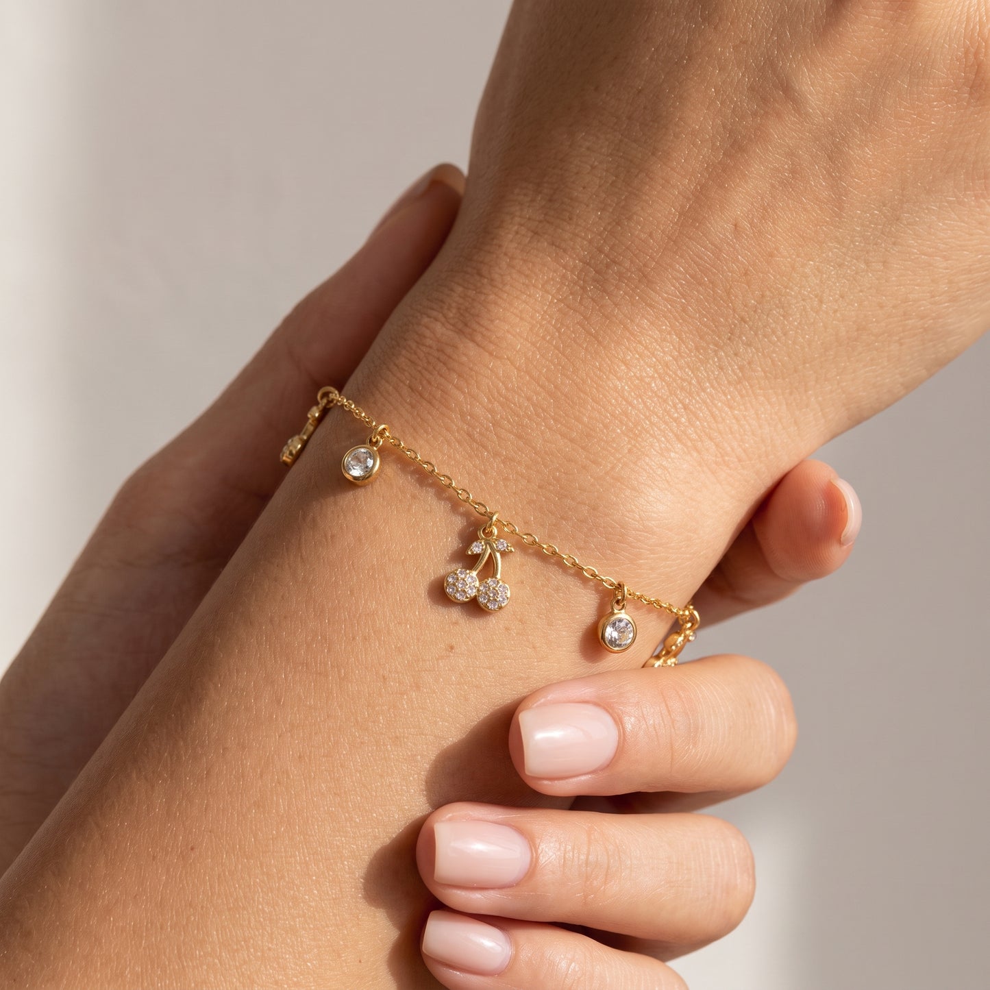 Mélisande Sparkling Crystal Cherry Gold Bracelet - Joie d’Or