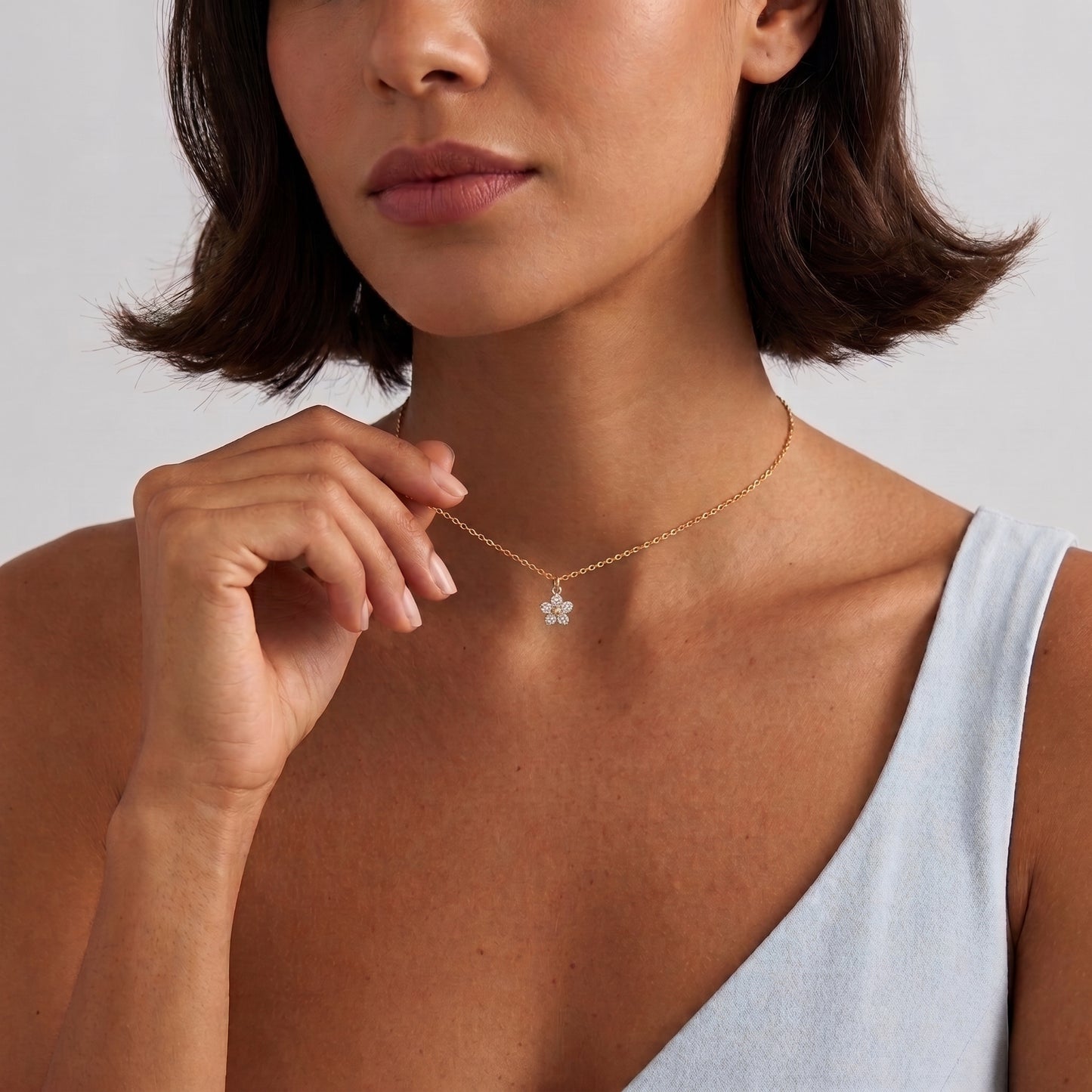 Céleste Petite Crystal Flower Gold Necklace - Joie d’Or