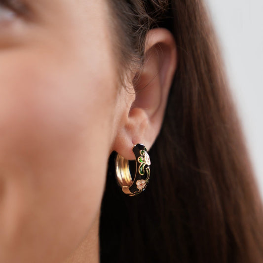 Manon Black Enamel Earrings