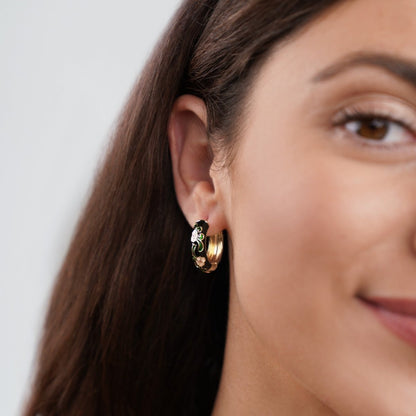 Manon Black Enamel Earrings