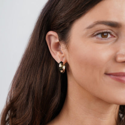 Manon Black Enamel Earrings