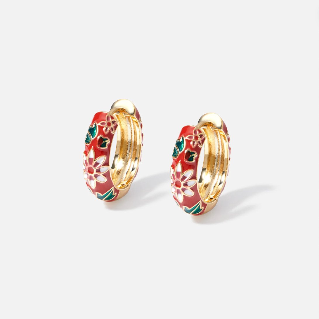 Manon Red Enamel Earrings