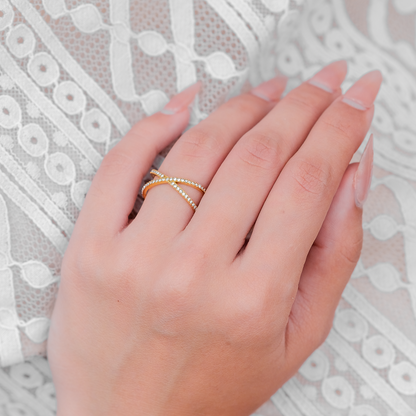 Nia Gold Diamond Cross Ring