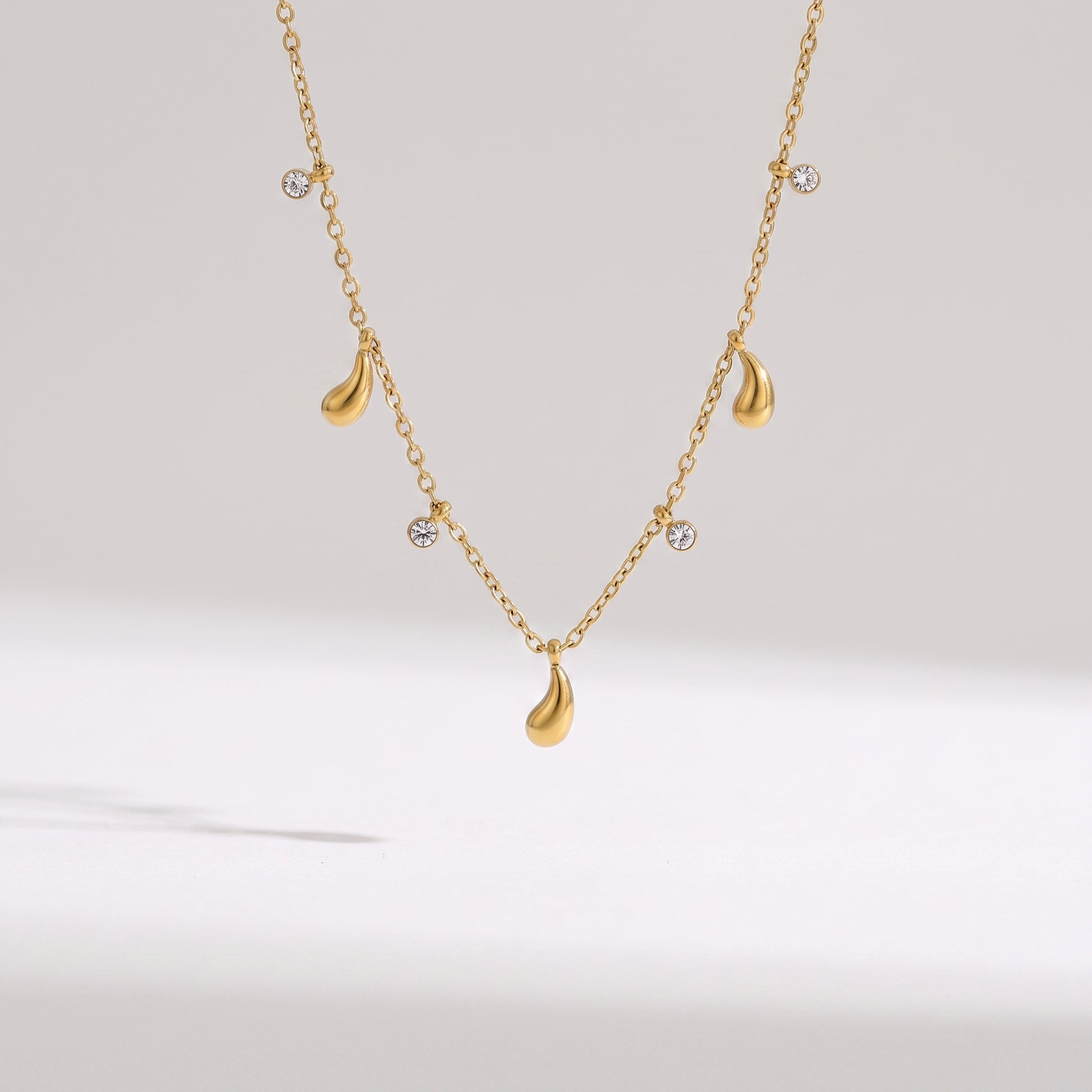 Aveline Teardrop Crystal Charm Gold Necklace - Joie d’Or