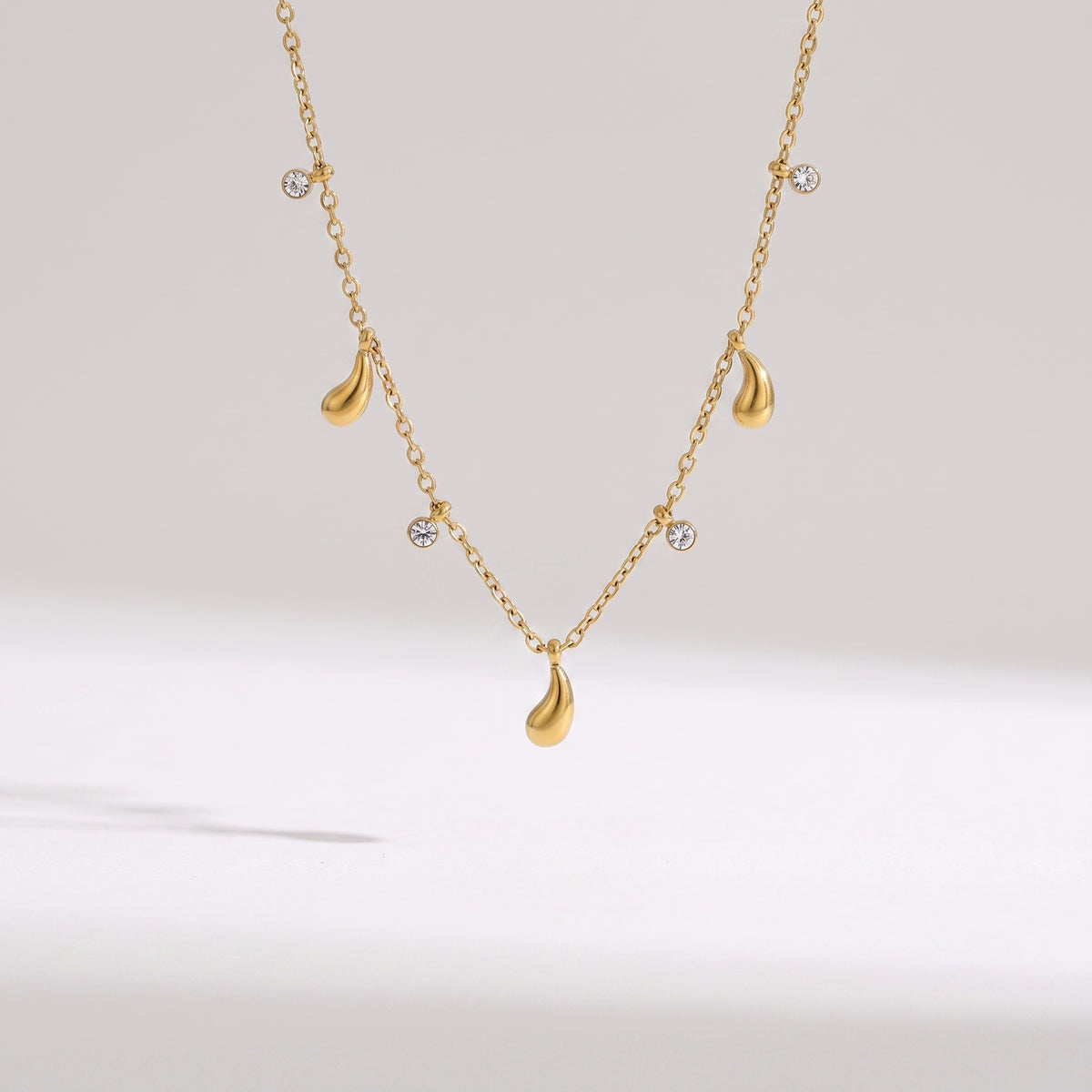 Aveline Teardrop Crystal Charm Gold Necklace - Joie d’Or