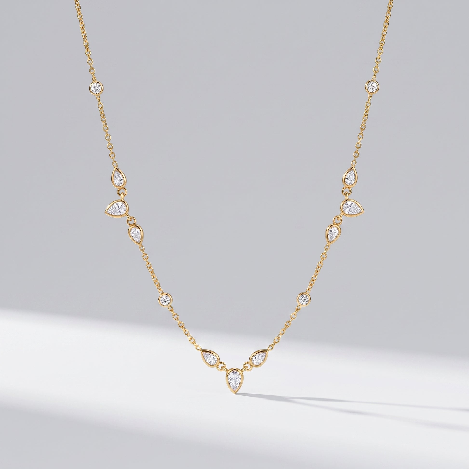 Lucienne Crystal Pear Gold Necklace - Joie d’Or