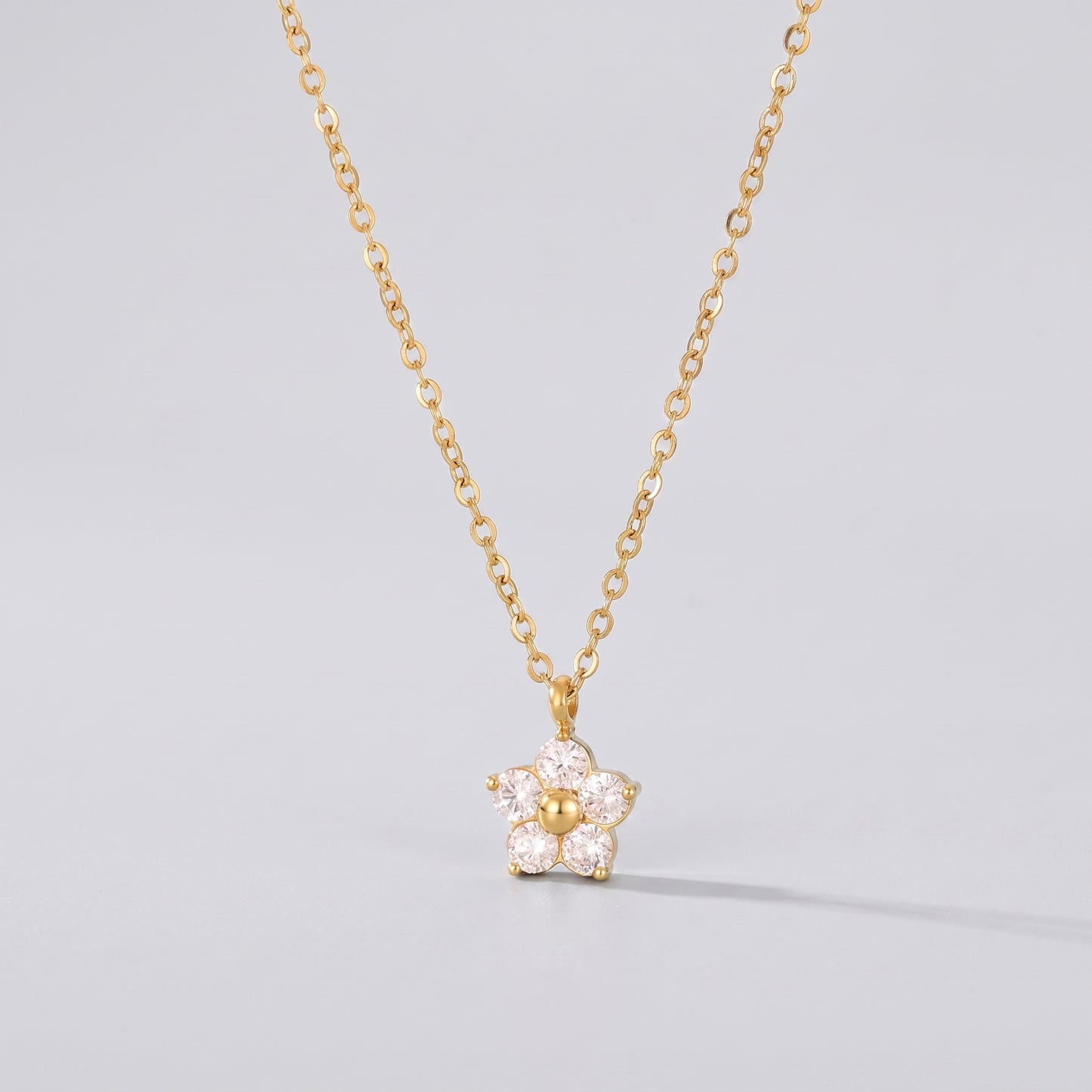 Céleste Petite Crystal Flower Gold Necklace - Joie d’Or