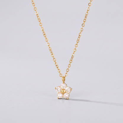 Céleste Petite Crystal Flower Gold Necklace - Joie d’Or