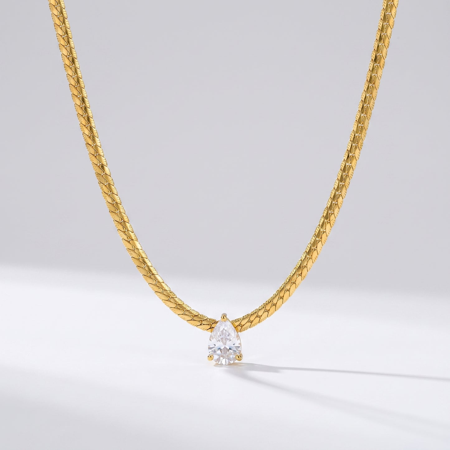 Aurelia Pear Cut Zircon Chain Gold Necklace - Joie d’Or