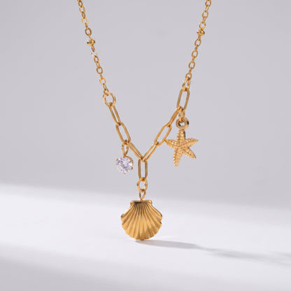 Beatrix Ocean Charm & Crystal Gold Chain - Joie d’Or
