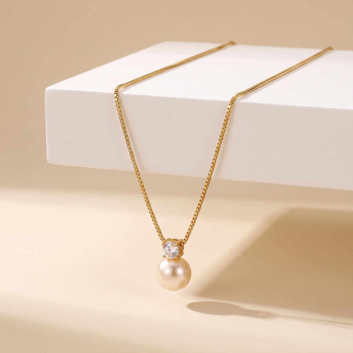 Arianne Pearl Crystal Solitaire Gold Necklace (Copy) - Joie d’Or