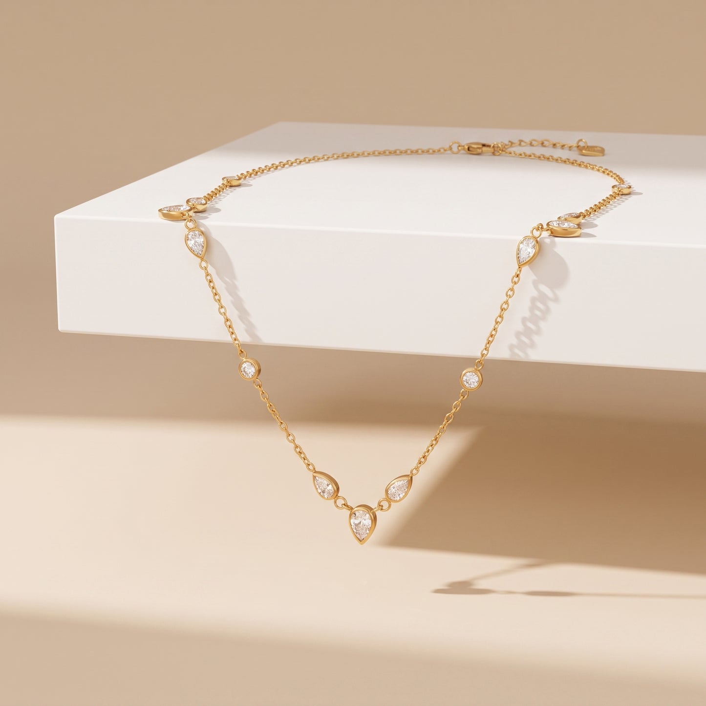 Lucienne Crystal Pear Gold Necklace - Joie d’Or