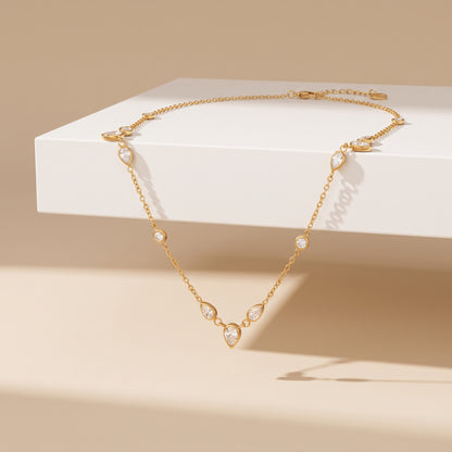 Lucienne Crystal Pear Gold Necklace - Joie d’Or
