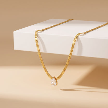 Aurelia Pear Cut Zircon Chain Gold Necklace - Joie d’Or