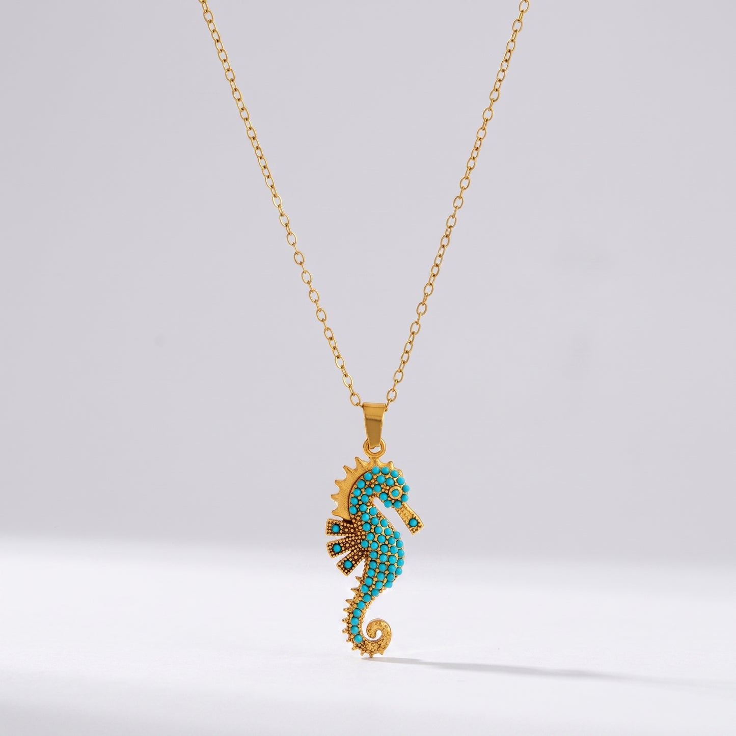 Viola Turquoise Seahorse Gold Necklace - Joie d’Or