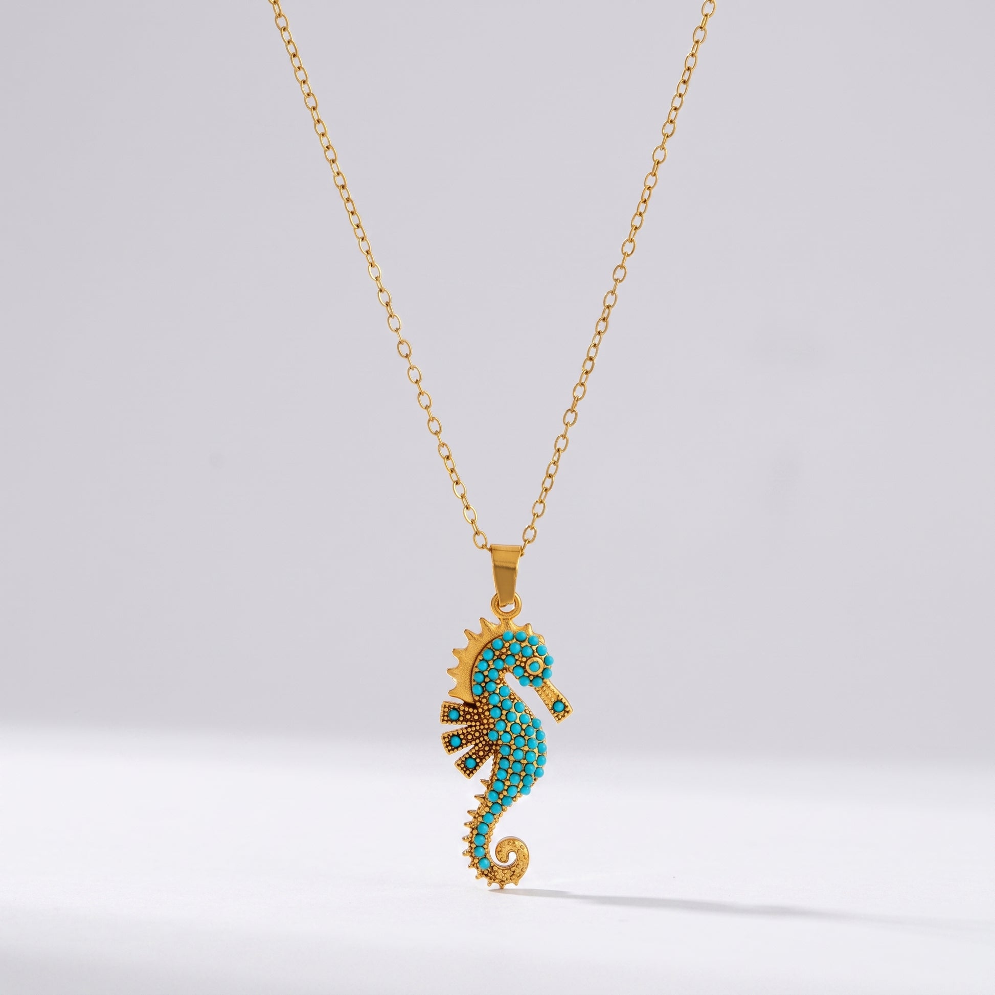 Viola Turquoise Seahorse Gold Necklace - Joie d’Or
