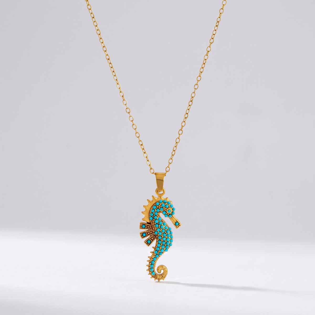 Viola Turquoise Seahorse Gold Necklace - Joie d’Or