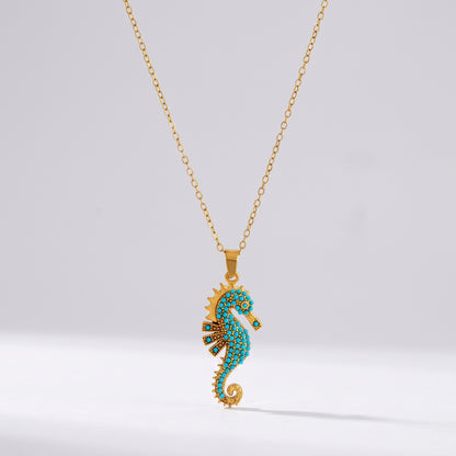 Viola Turquoise Seahorse Gold Necklace - Joie d’Or