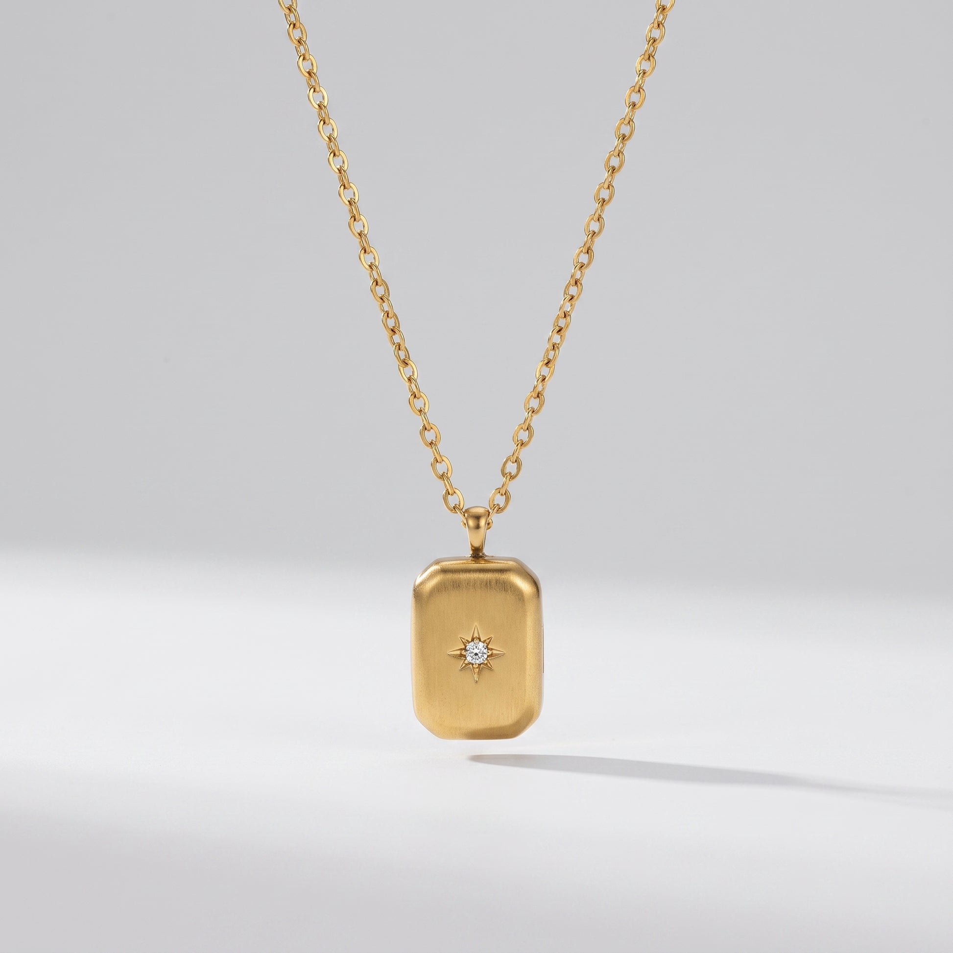Celeste Vintage Geometric Tag Crystal Gold Necklace - Joie d’Or
