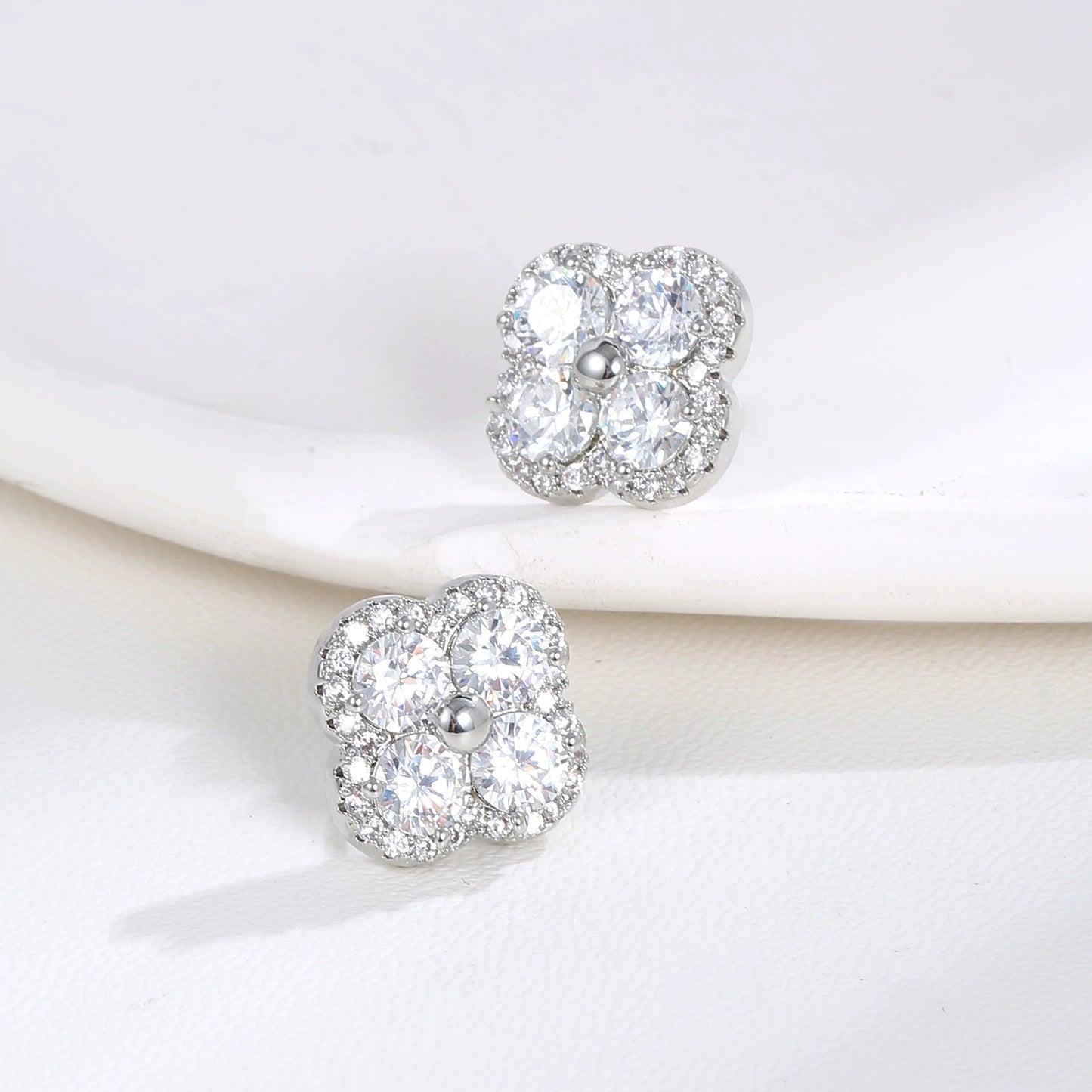 Augustina Silver Crystal Earrings