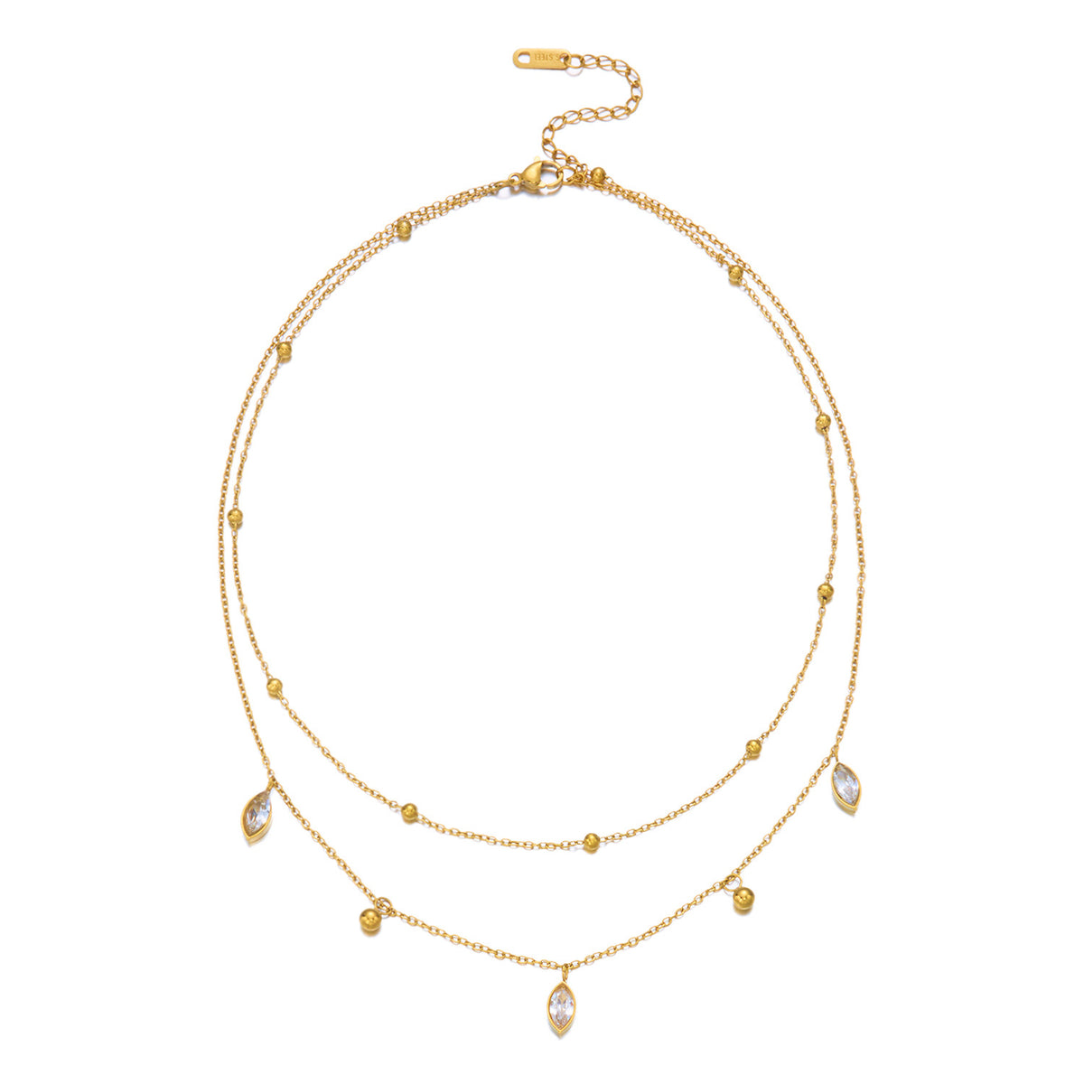 Lucette Layered Marquise Gold Necklace