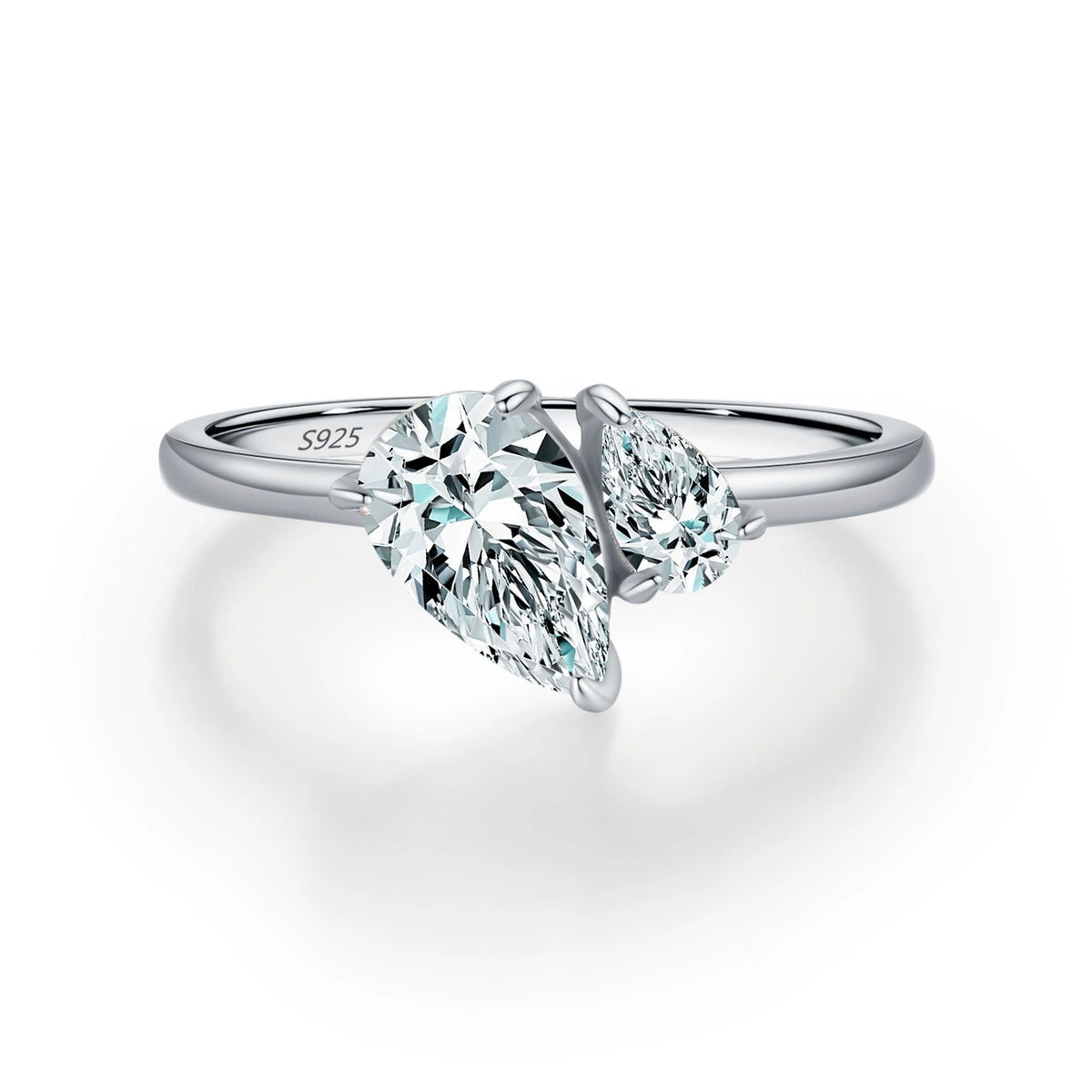 Luna Dual Pear Silver Ring - Joie d’Or