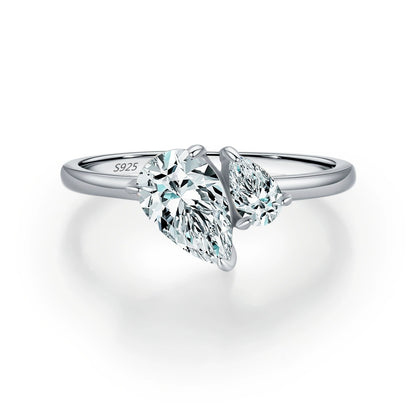 Luna Dual Pear Silver Ring