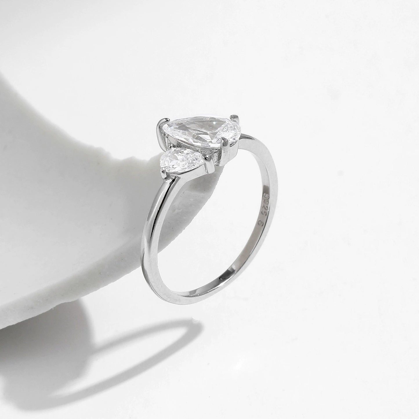 Luna Dual Pear Silver Ring