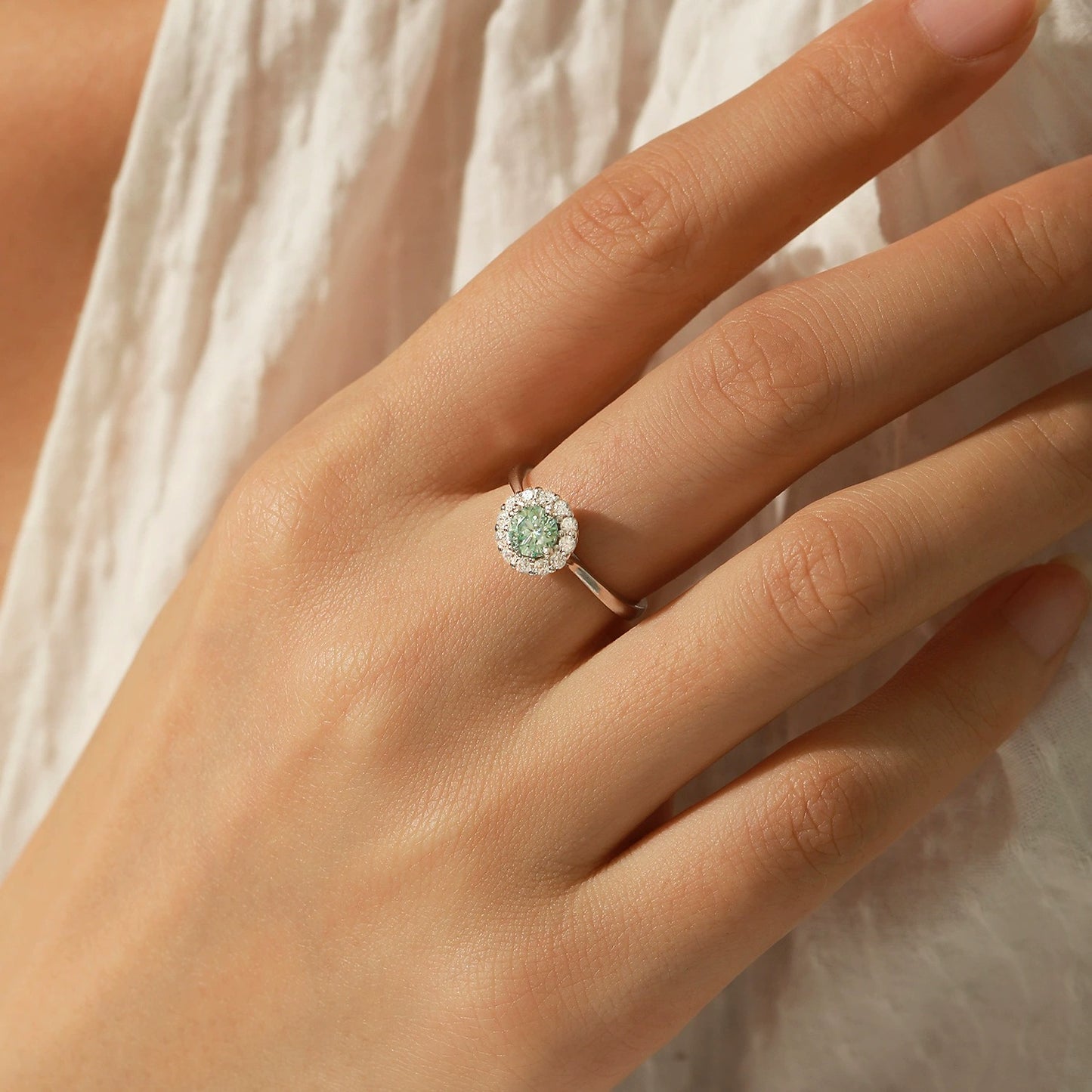 Ariana Crystal Blue Silver Ring