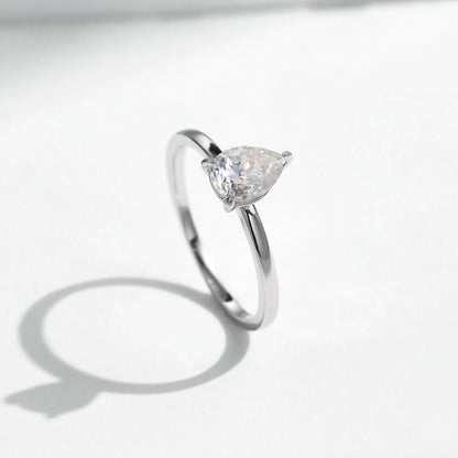 Eva Crystal Drop Silver Ring