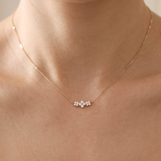 Annette Crystal Floral Bar Gold Necklace - Joie d’Or