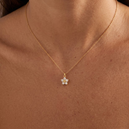 Céleste Petite Crystal Flower Gold Necklace - Joie d’Or