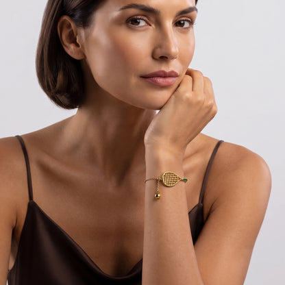 Helena Gold Tennis Ball & Racket Bracelet - Joie d’Or