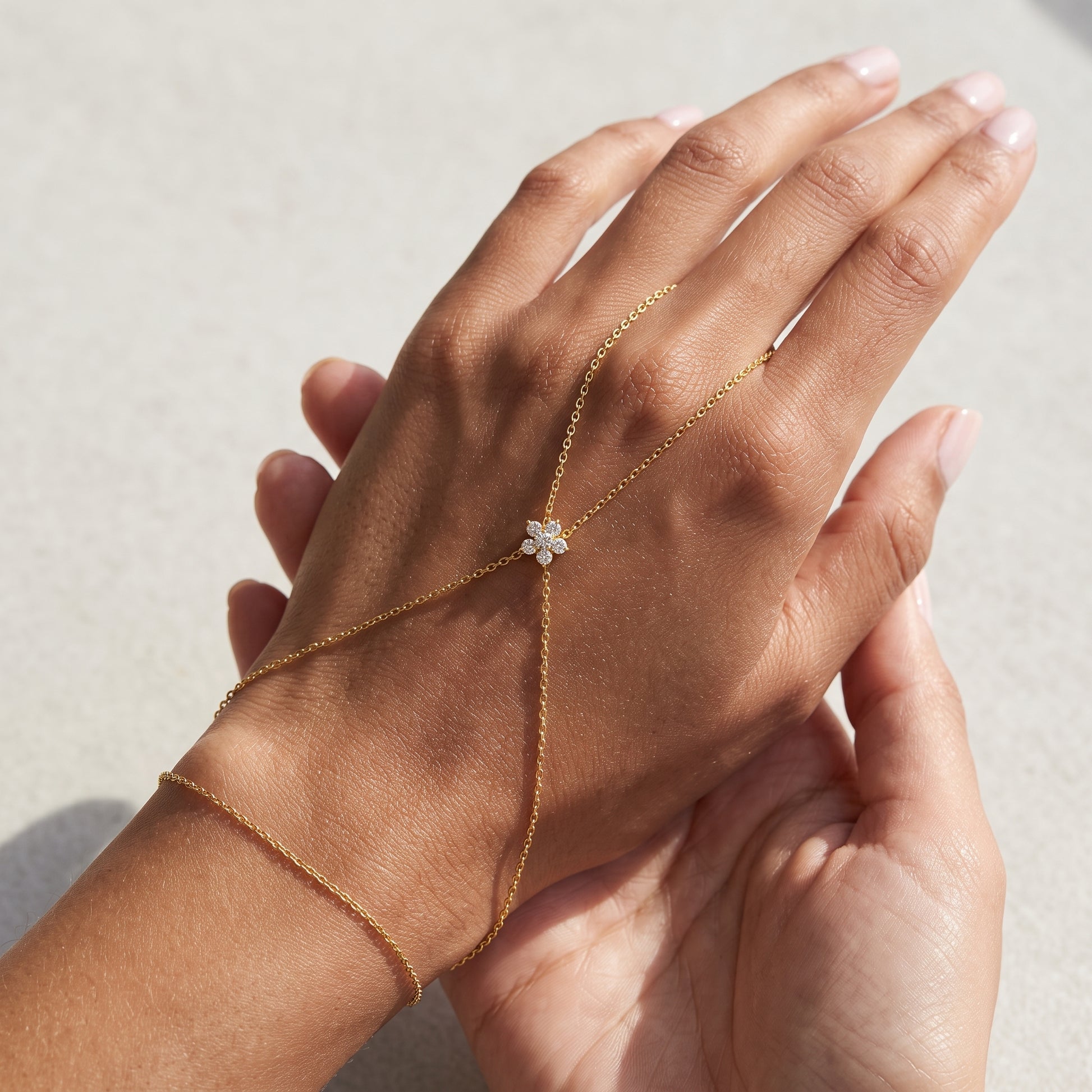 Sylvie Delicate Floral Gold Finger Bracelet - Joie d’Or