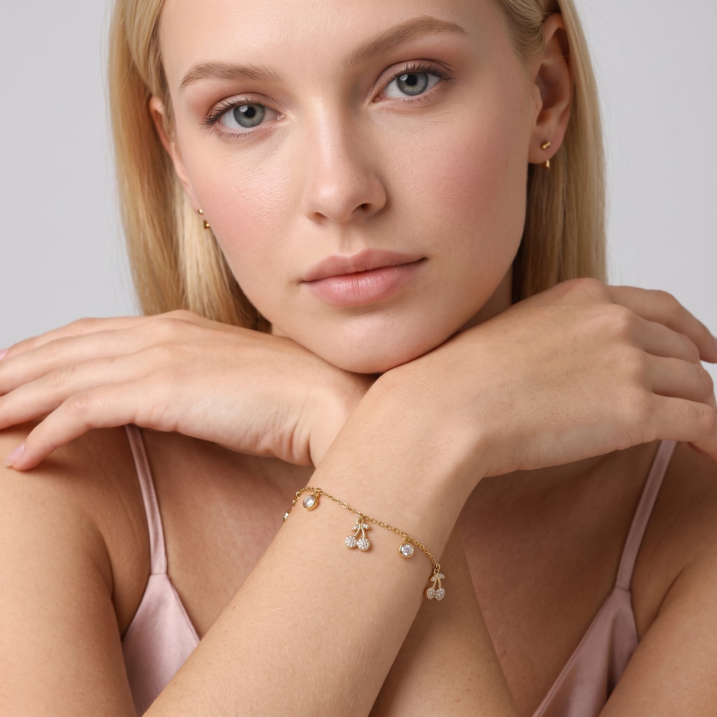 Mélisande Sparkling Crystal Cherry Gold Bracelet - Joie d’Or