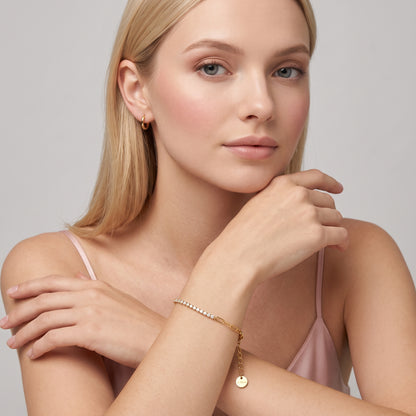 Chiara Dual Chain Zircon Paperclip Gold Bracelet - Joie d’Or