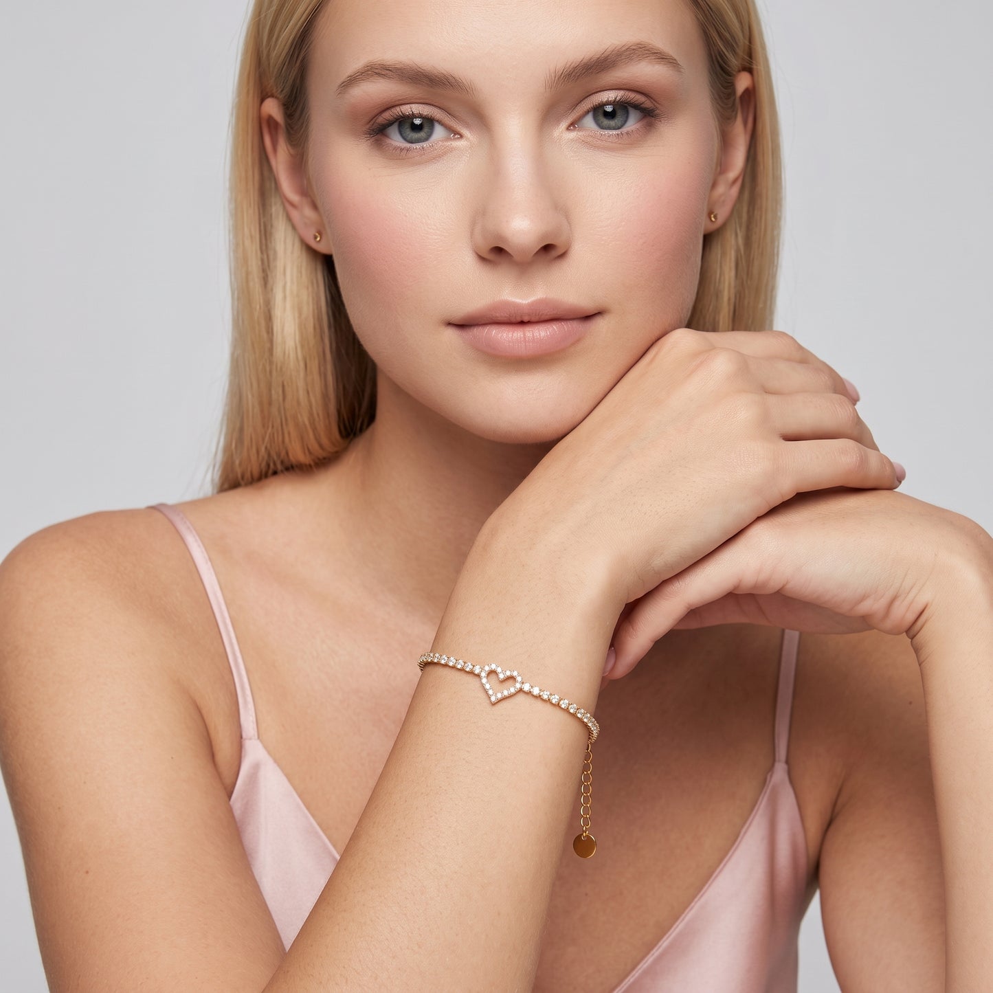Lucienne Romantic Crystal Heart Gold Bracelet - Joie d’Or