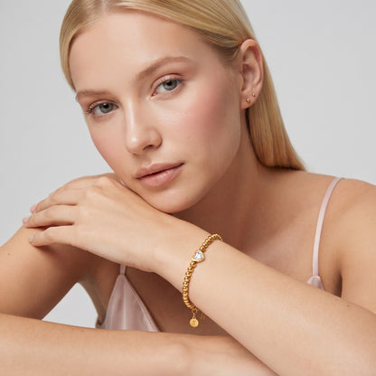 Vittoria Heart Gem Beaded Gold Bracelet - Joie d’Or