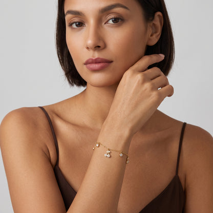 Mélisande Sparkling Crystal Cherry Gold Bracelet - Joie d’Or