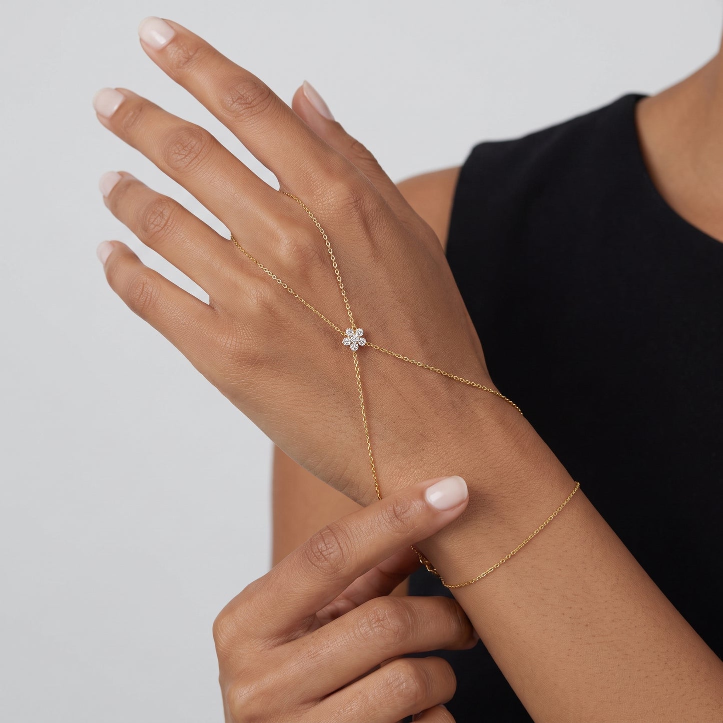 Sylvie Delicate Floral Gold Finger Bracelet - Joie d’Or