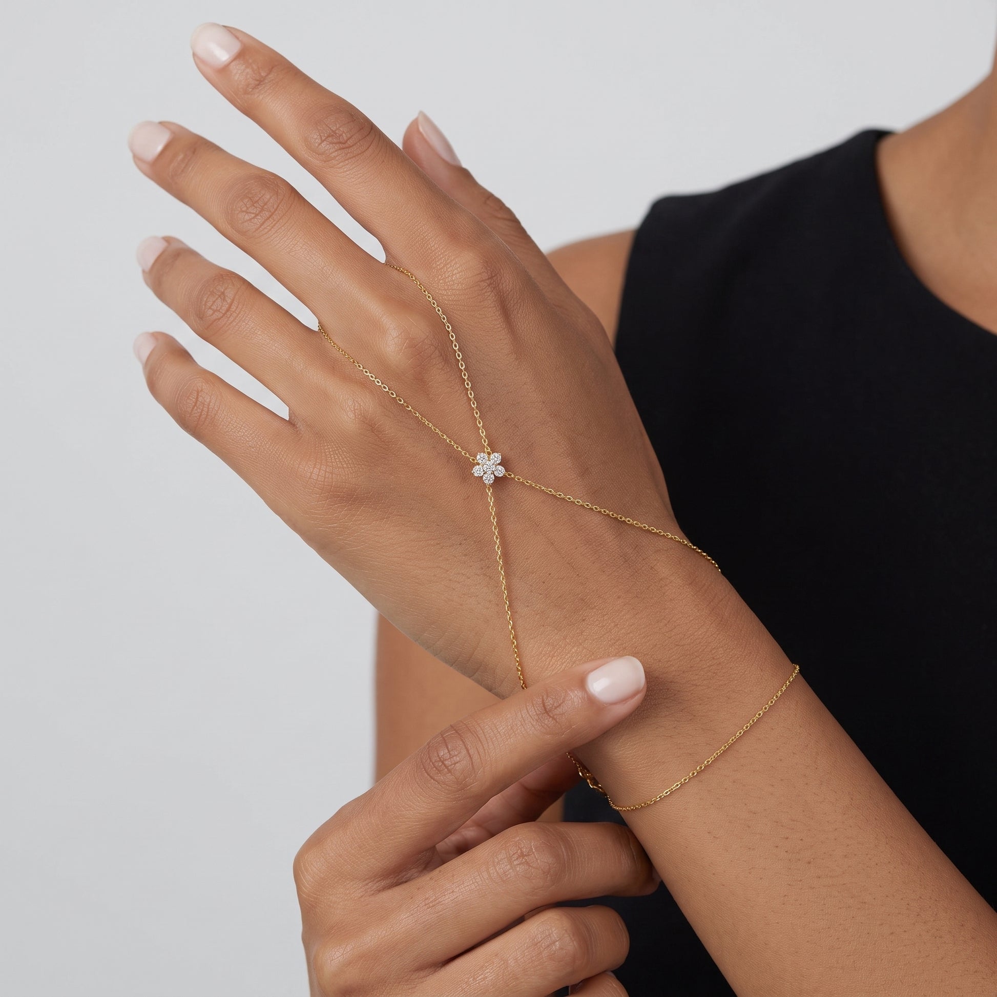 Sylvie Delicate Floral Gold Finger Bracelet - Joie d’Or