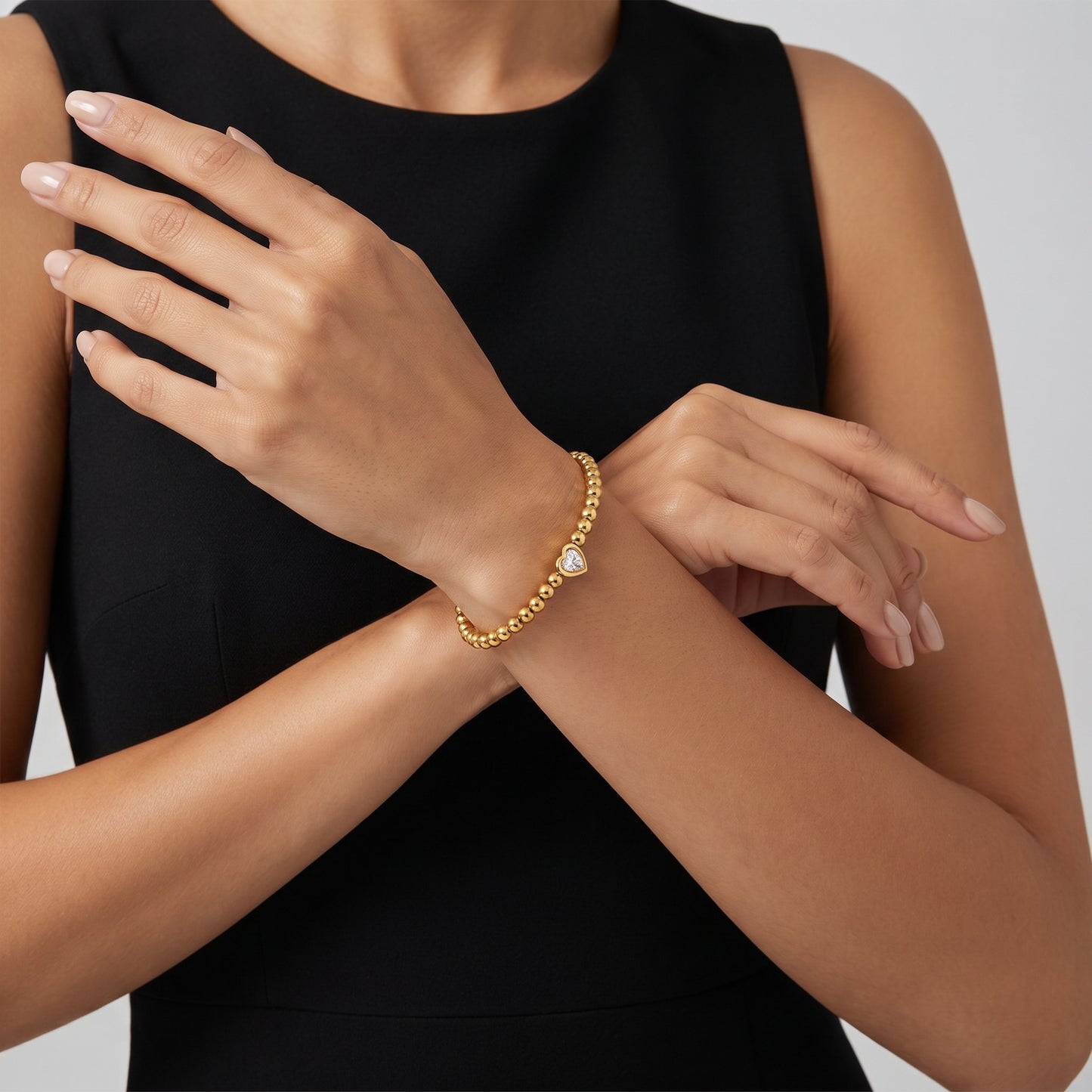 Vittoria Heart Gem Beaded Gold Bracelet - Joie d’Or