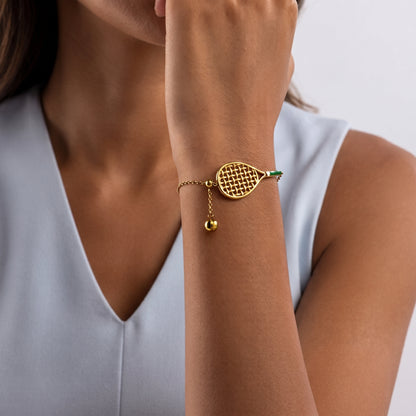 Helena Gold Tennis Ball & Racket Bracelet - Joie d’Or
