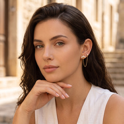 Inès Marquise Crown Double Piercing Earrings - Joie d’Or