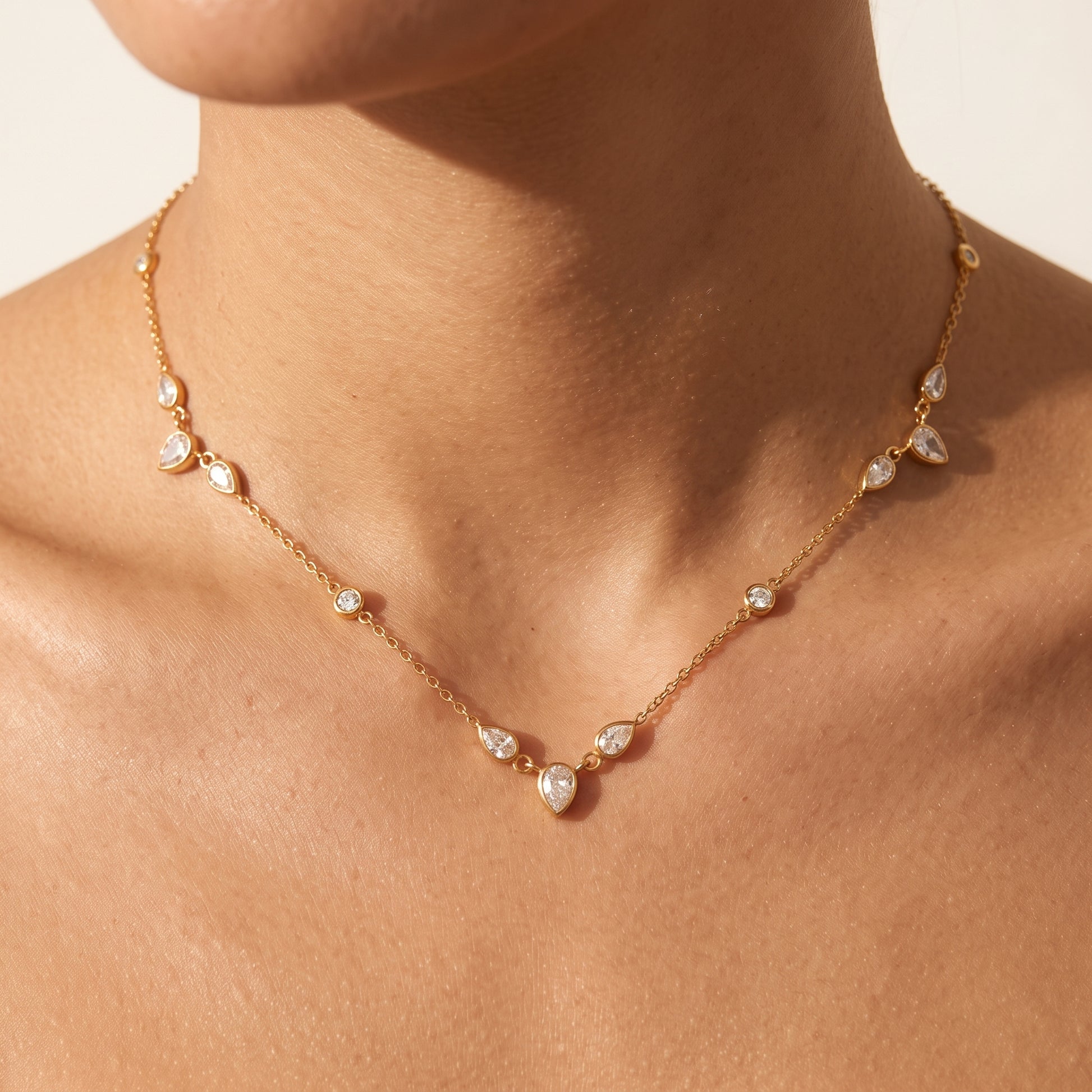 Lucienne Crystal Pear Gold Necklace - Joie d’Or