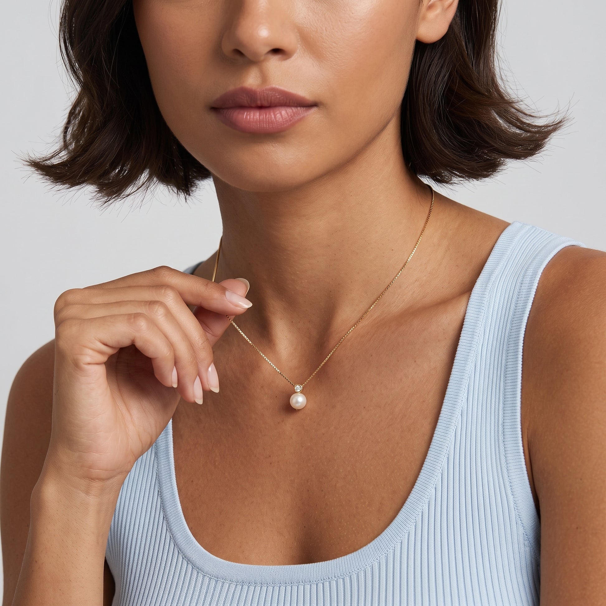 Arianne Pearl Crystal Solitaire Gold Necklace (Copy) - Joie d’Or