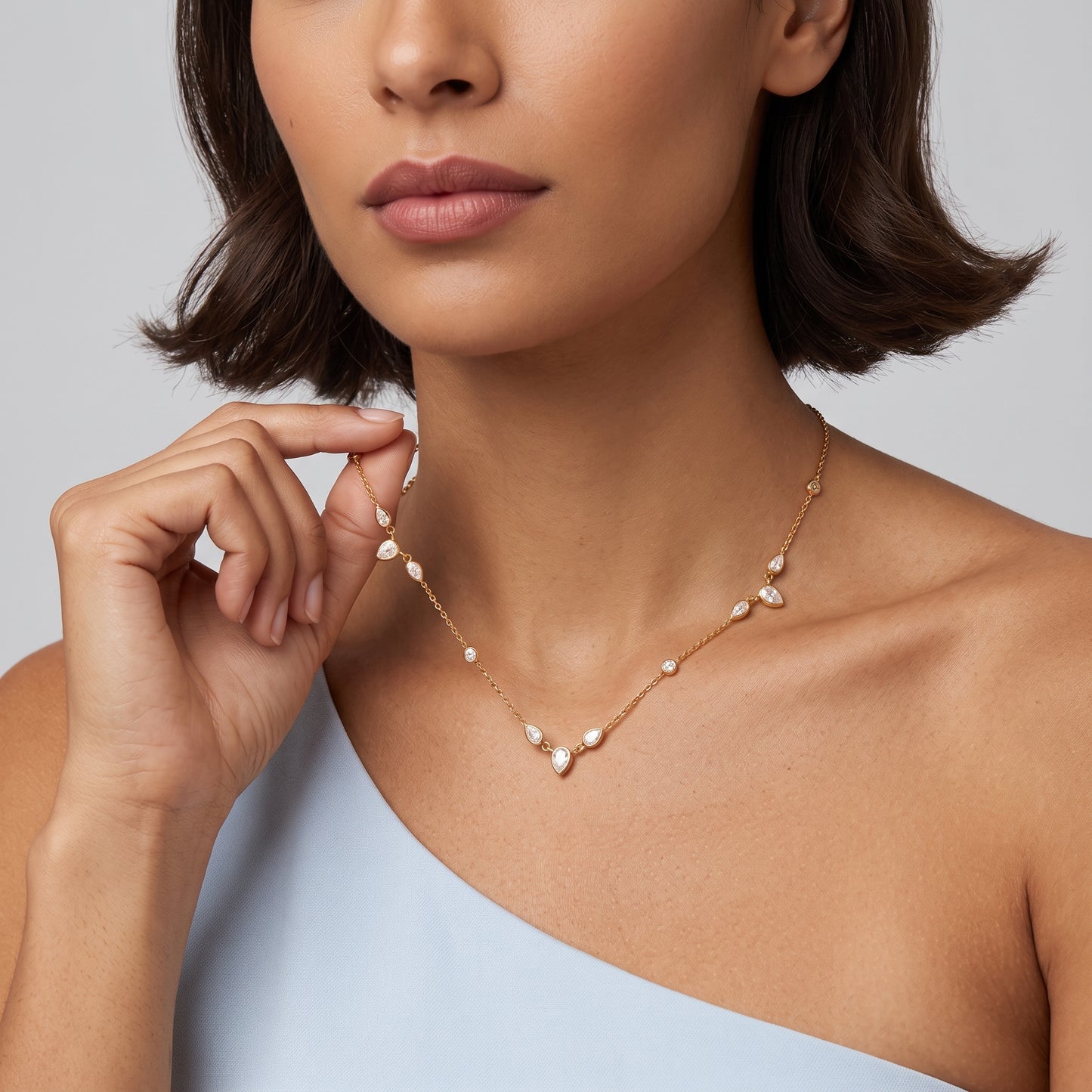Lucienne Crystal Pear Gold Necklace - Joie d’Or