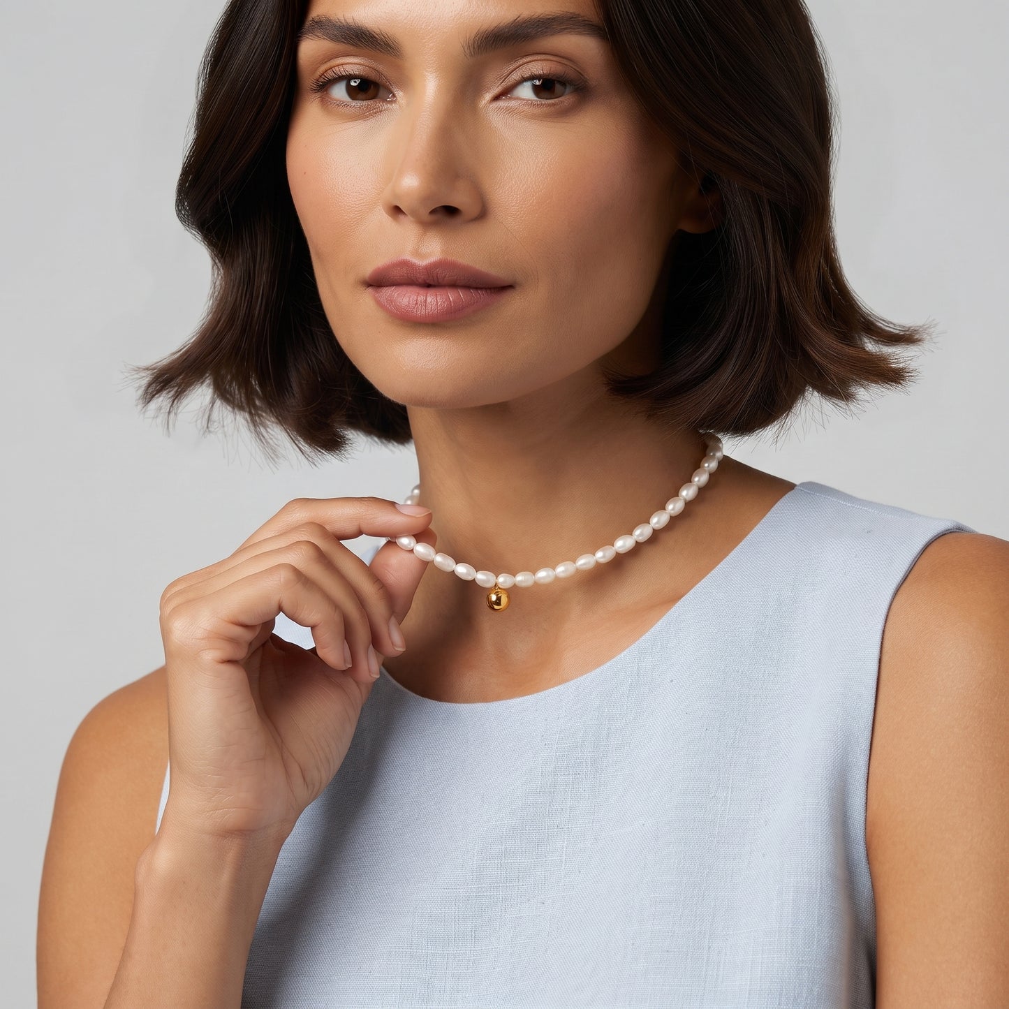 Adèle Freshwater Pearl & Gold Sphere Necklace - Joie d’Or