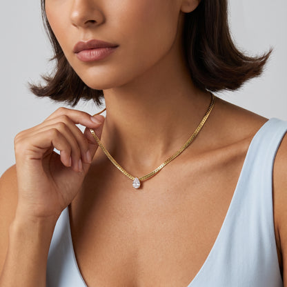 Aurelia Pear Cut Zircon Chain Gold Necklace - Joie d’Or