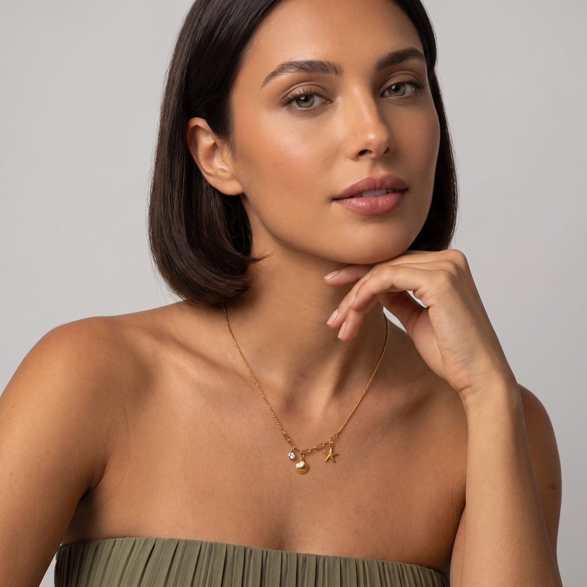 Beatrix Ocean Charm & Crystal Gold Chain - Joie d’Or